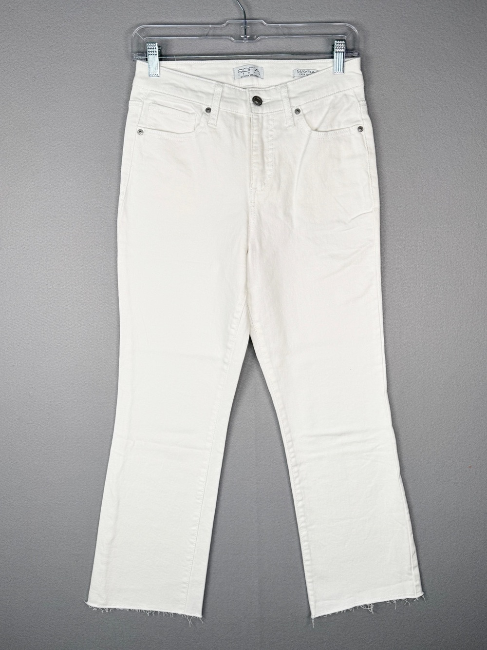 Sofia‎ Jeans by Sofia Vergara Crop Flare Jeans White 0 High Rise Raw Hem